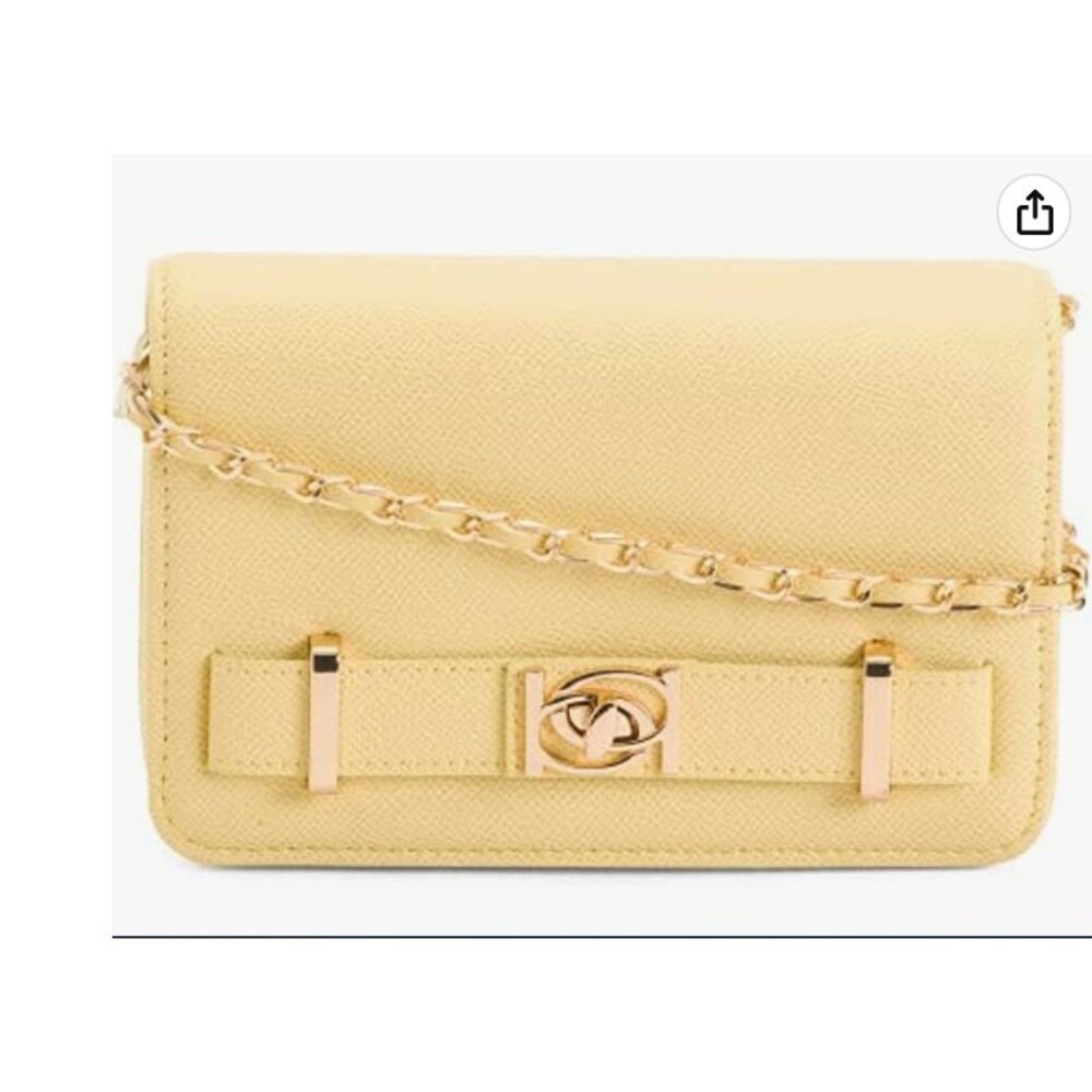 Bebe Women’s Purse Yellow Crossbody Logo Purse Evie Authentic Chain Strap